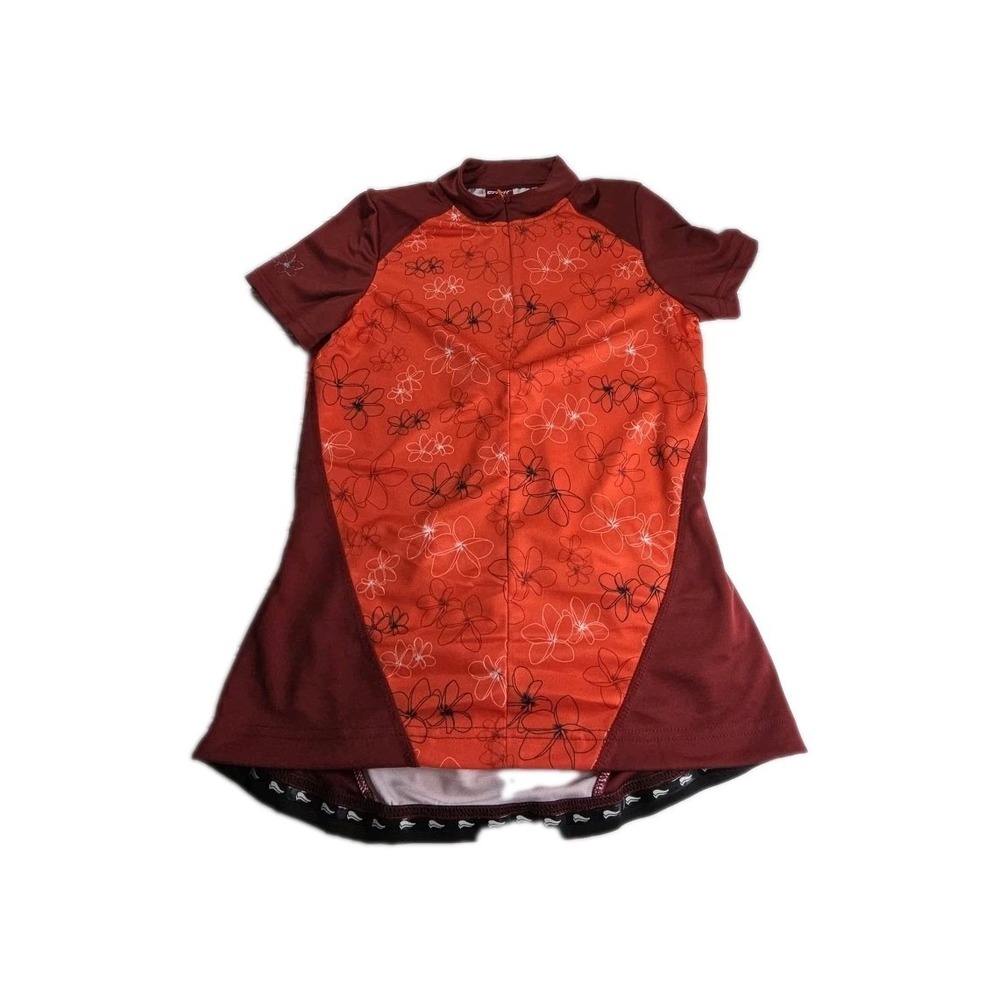 CRIVIT Cycling Zip Up Womens Jersey ORANGE High Neck M (8-10) FLORAL